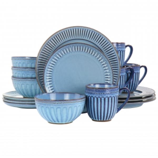 Picture of Gibson Elite 130929.16 Mendocino Sto are Dinnerware Set, Blue - 16 Piece