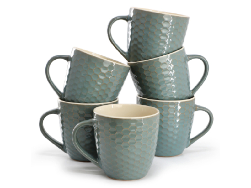 Picture of Elama EL-HONEYCOMBTURQUOISE6 15 oz Honeycomb Mug Set, Turquoise - 6 Piece