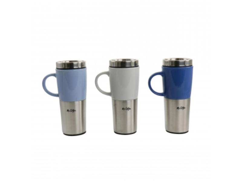 Picture of Mr. Coffee 80622.01 16 oz Travertine Sto are & Stainless Steel Travel Mug with Lid Assorted - Set of 3