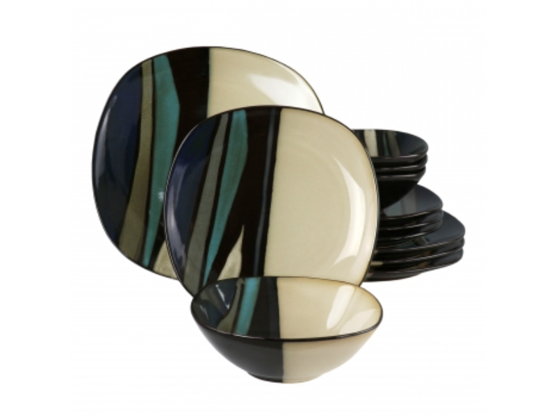 Picture of Hometrends 121007.12A Althea Soft Square Sto are Dinnerware Set, Teal - 12 Piece