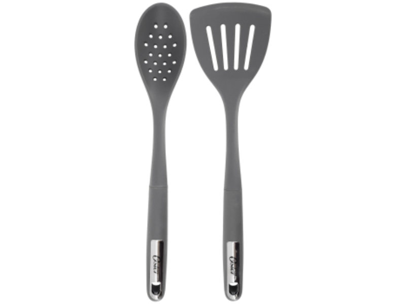 Picture of Oster 143733.02 Ridgecrest Silicone Kitchen Tool Slotted Spoon & Turner Set&#44; Gray - 2 Piece