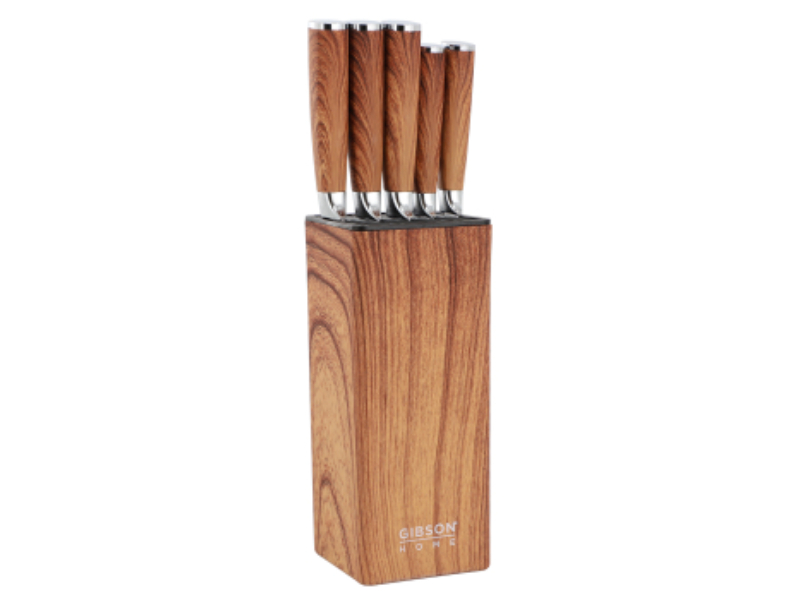 Picture of Gibson Home 143825.06 Jacksboro Stainless Steel Cutlery Set with Block&#44; Brown - 6 Piece