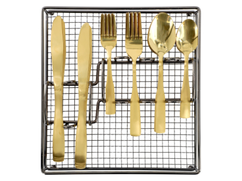Picture of Gibson Home 144315.41 Abbeville Stainless Steel Flatware Set with Wire Caddy&#44; Gold - 41 Piece