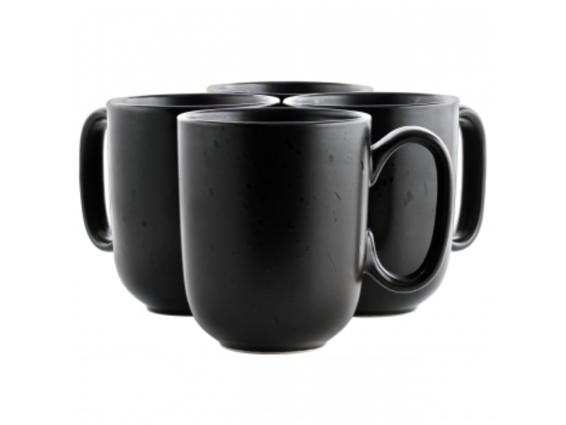Picture of Our Table 133179.04 15 oz Landon Round Sto are Mug Set, Pepper - 4 Piece
