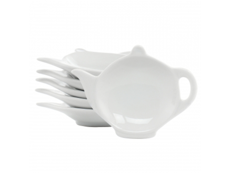 Picture of Our Table 133050.01 Simply Teapot Ceramic Tea Bag Caddy Dish Set&#44; White - 6 Piece