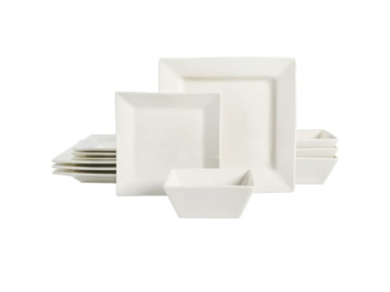 Picture of Gibson Everyday 122729.12R Hard Square Fine Ceramic Dinnerware Set&#44; White - 12 Piece