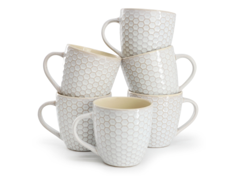 Picture of Elama EL-HONEYCOMBWHITE6 15 oz Honeycomb Mug Set, White - 6 Piece