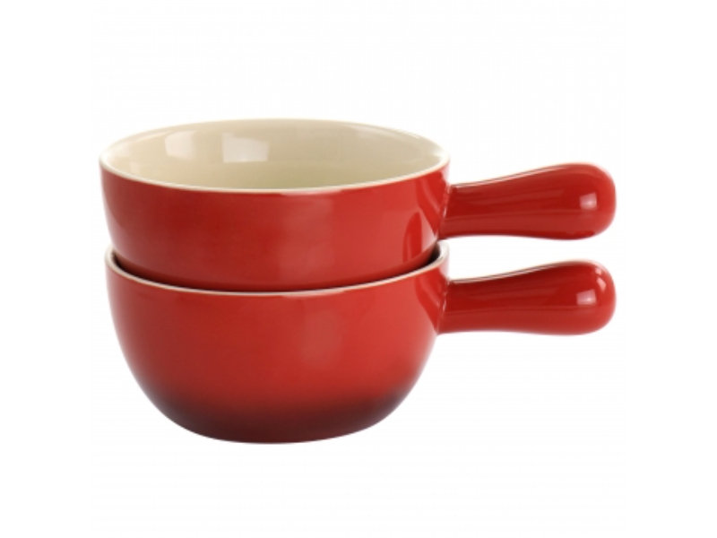 Picture of Crock Pot 97093.02 22 oz Sto are Soup Bowl Set with Long Handle, Gradient Red - 2 Piece
