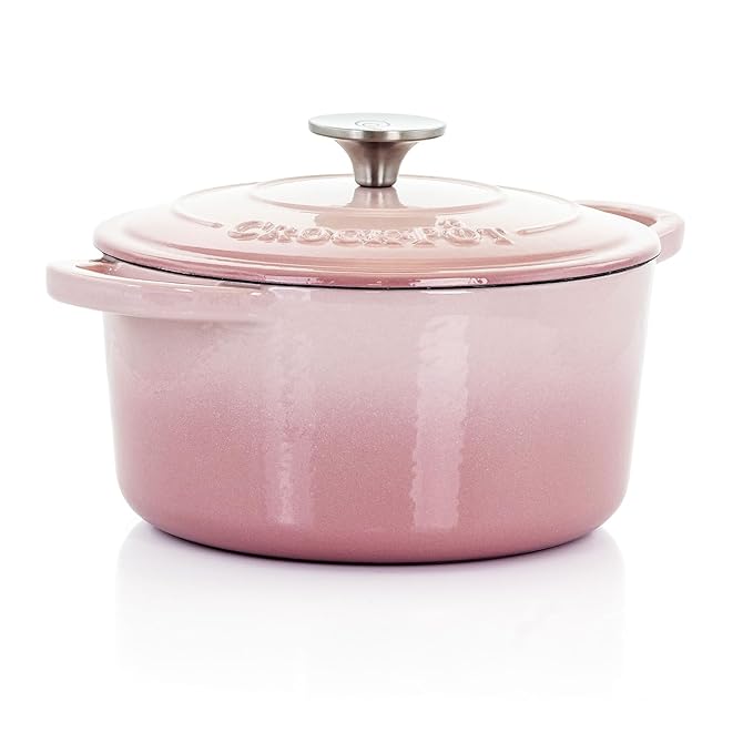 Picture of Crock Pot 124969.02 3 qt. Artisan Round Enamled Cast Iron Dutch Oven, Blush Pink - 2 Piece