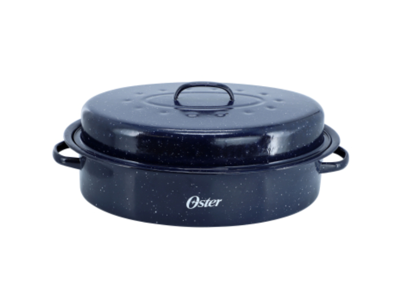 Picture of Oster 143749.02 16.5 x 13 in. Castillo Enamel on Steel Roaster Pan with Lid&#44; Navy Blue