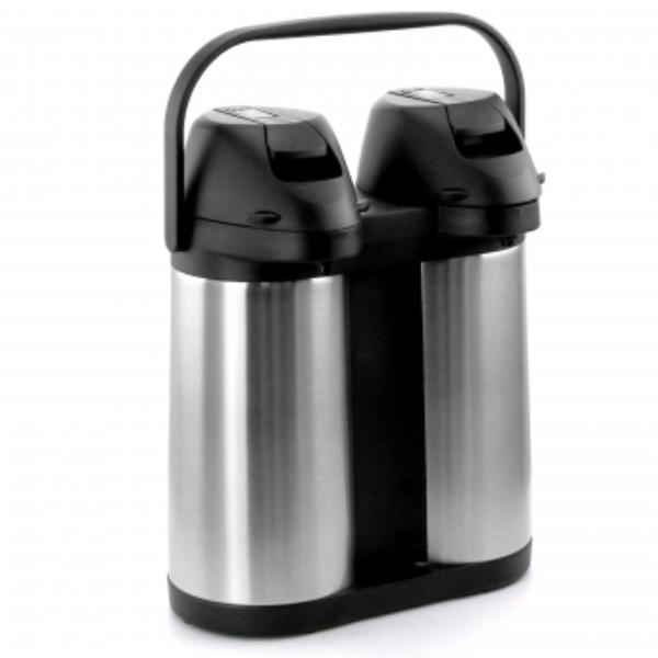 Picture of MegaChef MG-ASUF019DS Dual 2 qt. Stainless Steel Airpot, Hot Water Dispenser for Coffee & Tea