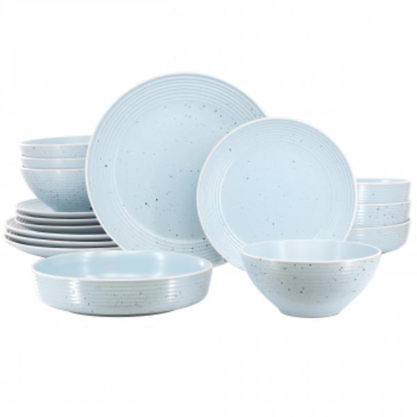 Picture of Elama ELM-EMILIA-LB Emilia Double Bowl Sto are Dinnerware Set in Light Blue - 16 Piece
