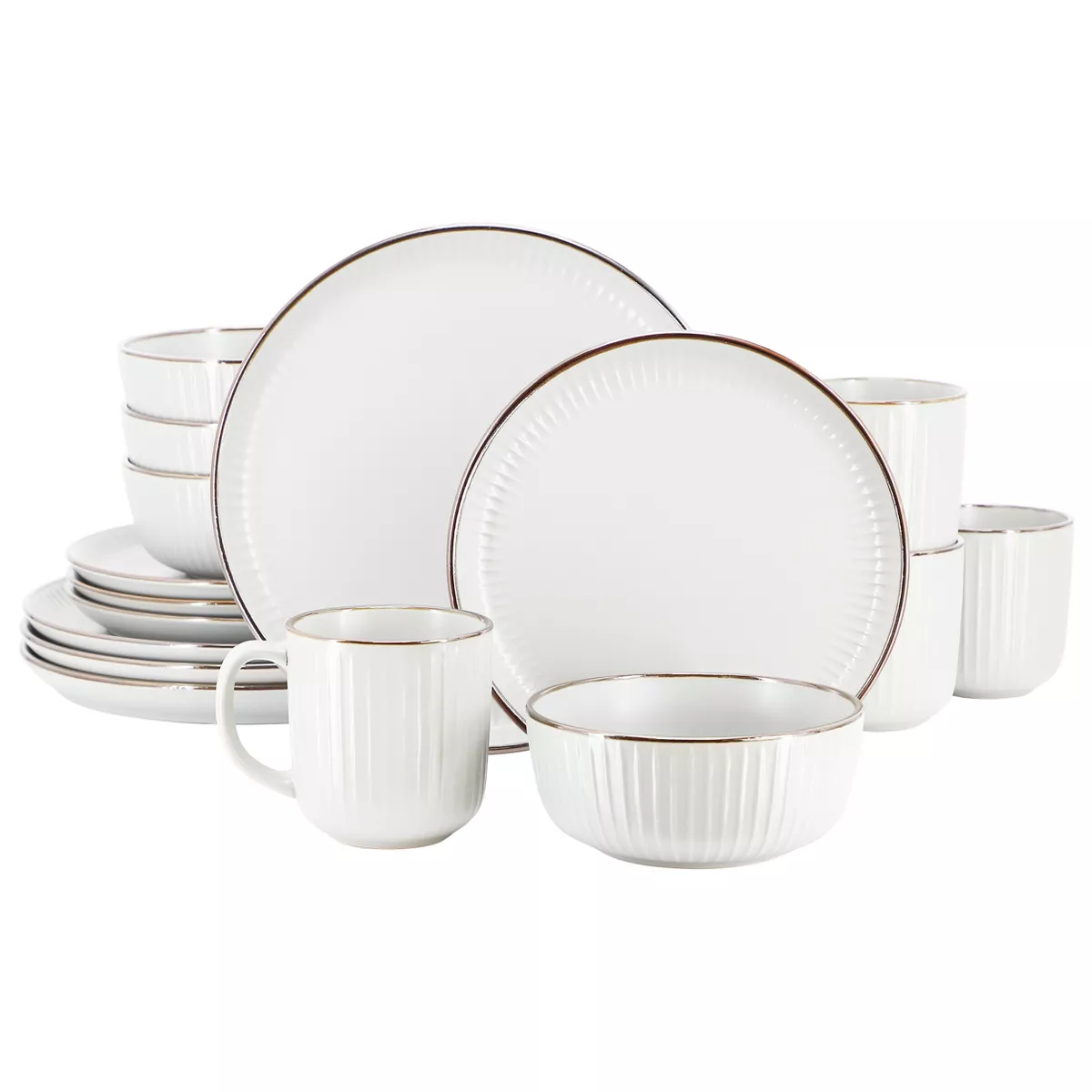 Picture of Elama ELM-LEO-W Leo Sto are Dinnerware Set, White - 16 Piece