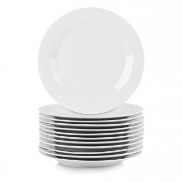Picture of Elama EL-2024-SP Professional Kitchen Round Porcelain Salad Plate Set in White - 12 Piece