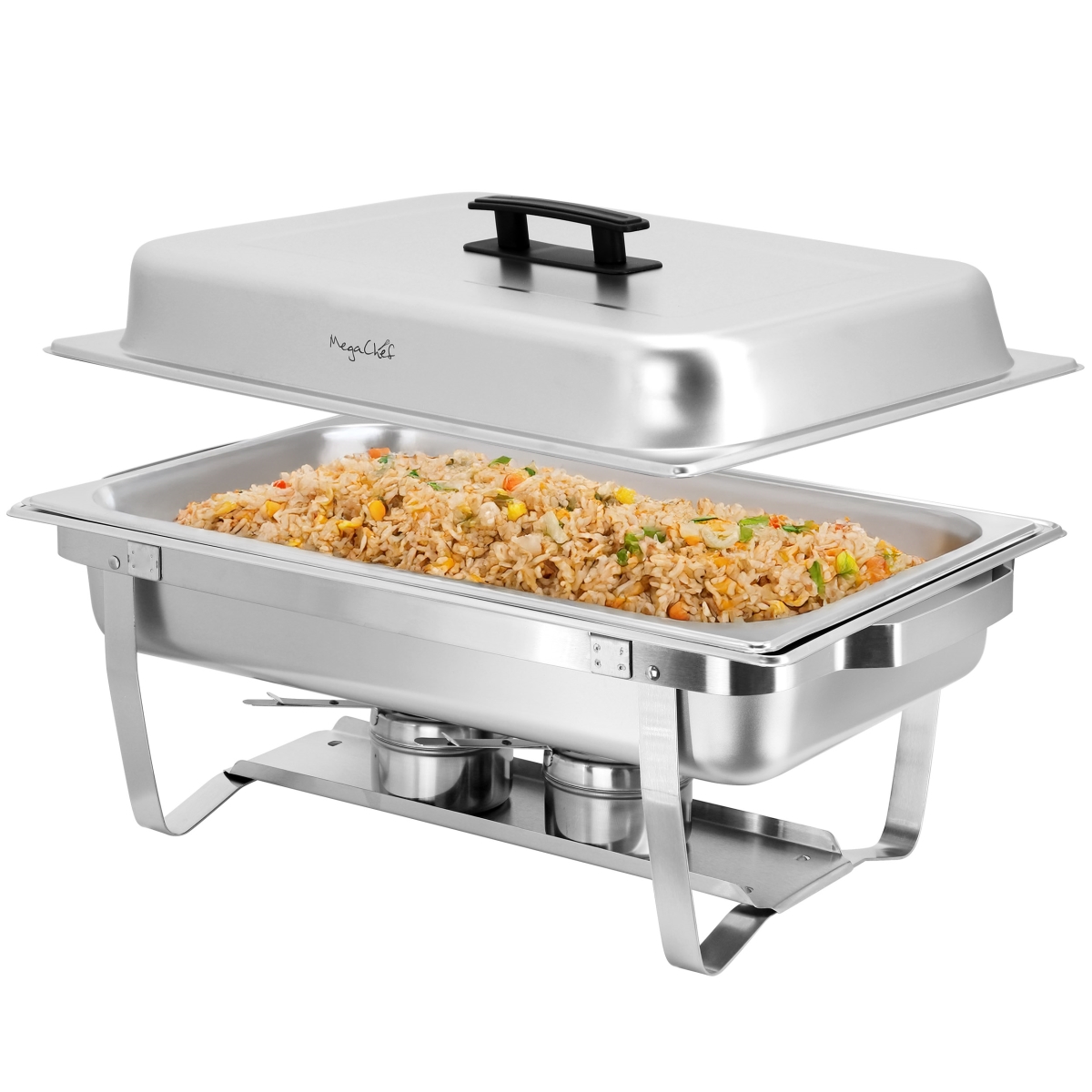 Picture of Megachef MG-430401-1 9.5 qt. Foldable Stainless Steel Professional Chafing Dish - Food Warmer & Buffet Server Serving Trays