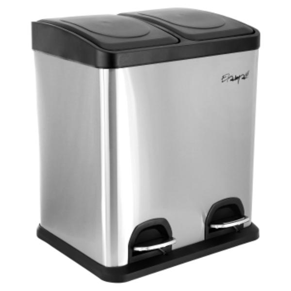 EL-LD710-30L 2 Section 15 L - 4 gal Each Section Trash & Recycling Step Bin in Matte Silver
