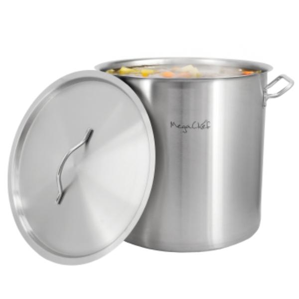 Picture of MegaChef MG-200705 Professional Kitchen 26.4 qt. Large Round Stainless Steel Stock Pot with Lid