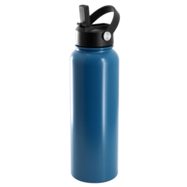 Picture of Gibson Home 148619.01 Marina 38 oz Double Wall Stainless Steel Thermal Bottle with Lid & Straw in Matte Blue