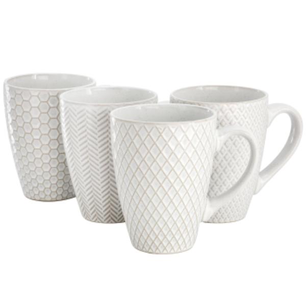 Picture of Gibson Elite 148722.01 Earlhart 16 oz Sto are Assorted Pattern Mug Set in White - 4 Piece