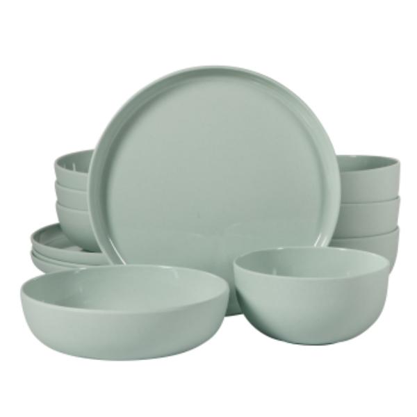 Picture of Gibson Home 148727.12 Candy Skies Wheat Straw Melamine Dinnerware Set in Green - 12 Piece