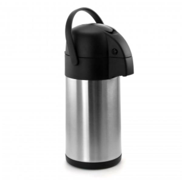 MegaChef - 3.17 Quart Stainless Steel Airpot, Hot Water Dispenser for Coffee and Tea - Silver and Black