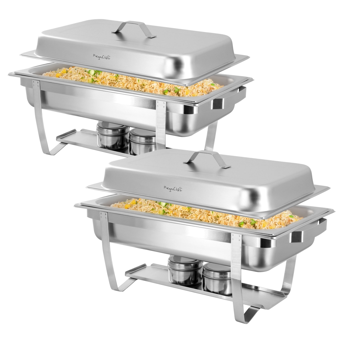 Picture of Megachef MG-430301-2 9.5 qt. Stackable Stainless Steel Professional Chafing Dish - Food Warmer & Buffet Server Serving Trays - Set of 2