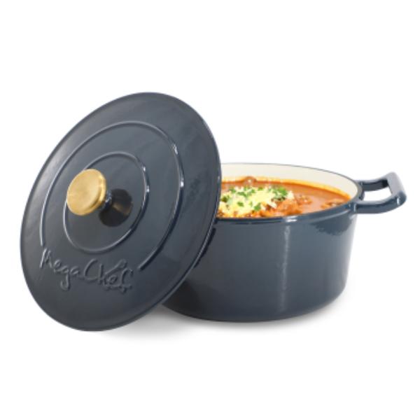 Picture of MegaChef MG-CR26Q-B 5.3 qt. Round Enameled Cast Iron Casserole with Self Basting Lid in Gradient Dark Blue