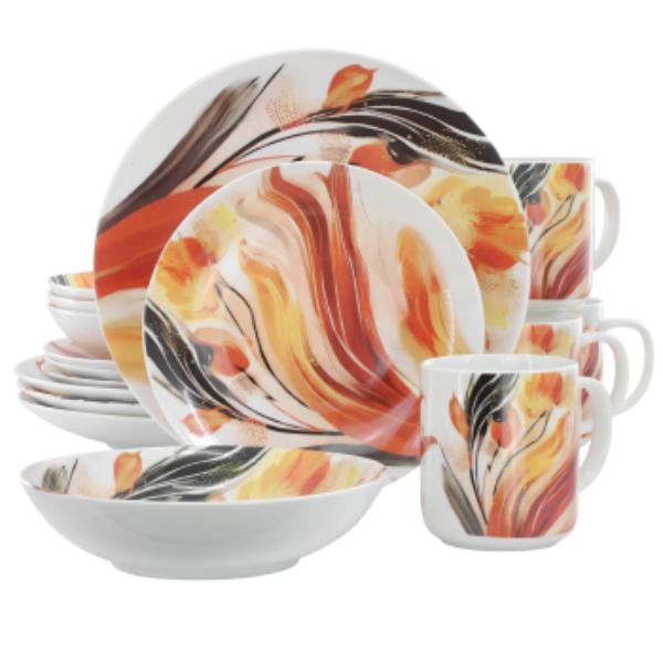 Picture of Elama ELM-TULIP-FIELDS Tulip Fields Round Porcelain Dinnerware Set - 16 Piece
