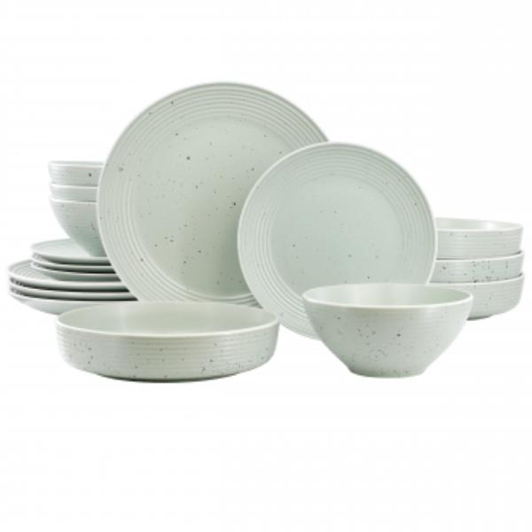 Picture of Elama ELM-EMILIA-GRN Emilia Double Bowl Sto are Dinnerware Set in Light Green - 16 Piece