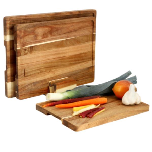 Picture of MegaChef MC-A126 Acacia Wood Cutting Board Set with Base - 3 Piece
