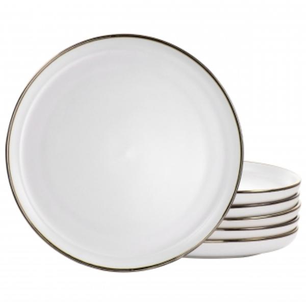 Picture of Elama ELM-ARTHUR6D Arthur Sto are Dinner Plate Set in Matte White with Gold Rim - 6 Piece