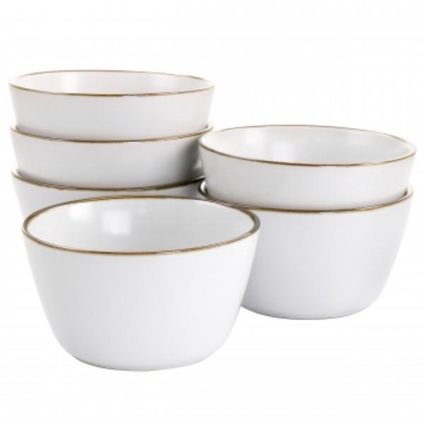 Picture of Elama ELM-ARTHUR6B Arthur Sto are Bowl Set in Matte White with Gold Rim - 6 Piece