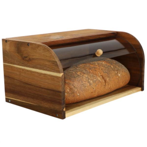 Picture of MegaChef MC-A101 Acacia Wood Bread Box with Sliding Plastic Lid