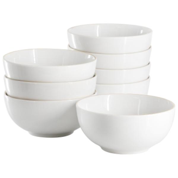 Picture of Gibson Home 148495.01 Ogalla Fine Ceramic 6 in. 22 oz Cereal Bowl Set in White with Gold Rim - 8 Piece