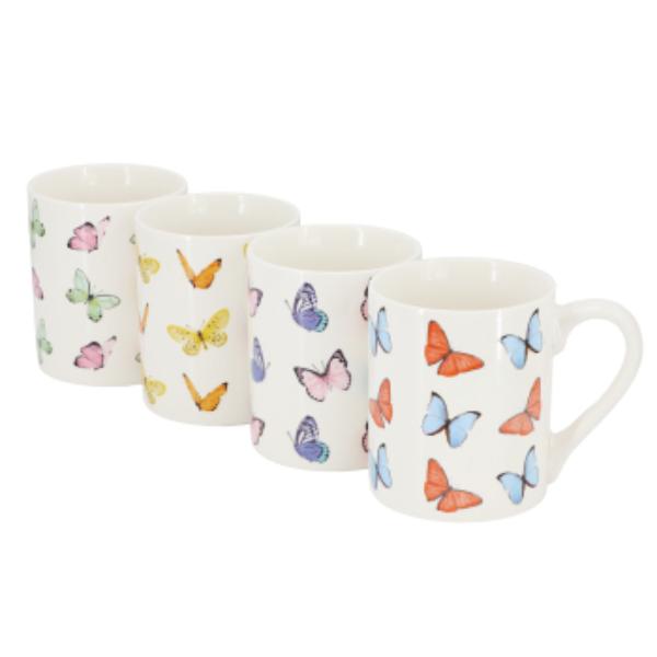 Picture of Gibson Home 148628.01 Butterfly Wings 18 oz Sto are Mug Set in White - 4 Piece