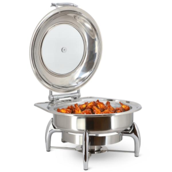 Picture of MegaChef MG-430602 6.3 qt. Stainless Steel Round Professional Chafing Dish, Food Warmer & Buffet Server Serving Dish