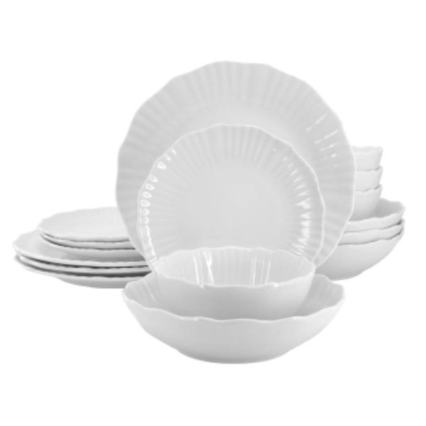 Picture of Elama ELM-MILLIE16 Millie Double Bowl Porcelain Dinnerware Set in White - 16 Piece