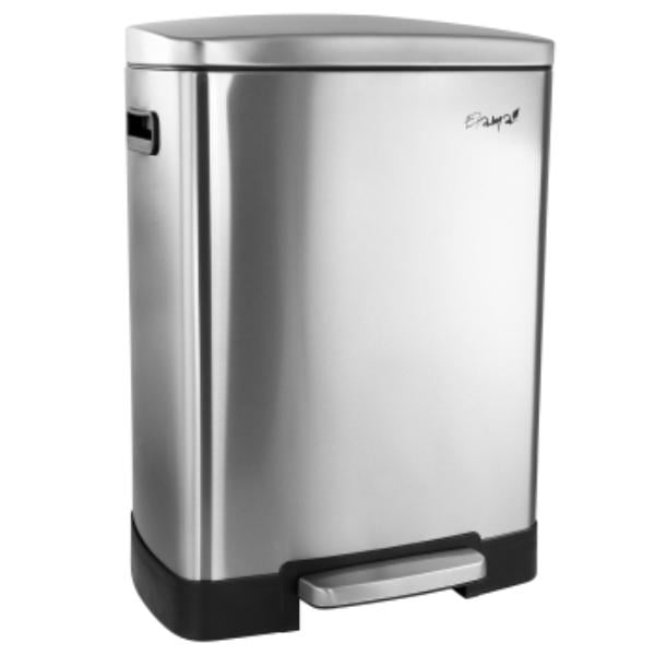 EL85LTF40 2 Compartment Large 10.6 gal Split Stainless Steel Step Trash Bin with Slow Close Mechanism