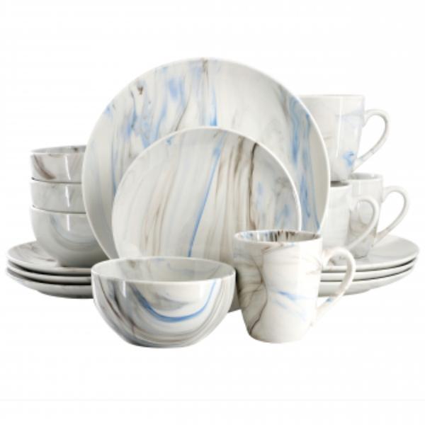 Picture of Elama EL-FINEMARBLE-BG Fine Marble Porcelain Dinnerware Set in Blue & Gray - 16 Piece
