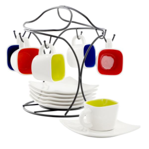 Picture of Gibson Home 127293.13 Crenshaw Square Sto are Espresso Cup Set with Metal Stand - 13 Piece