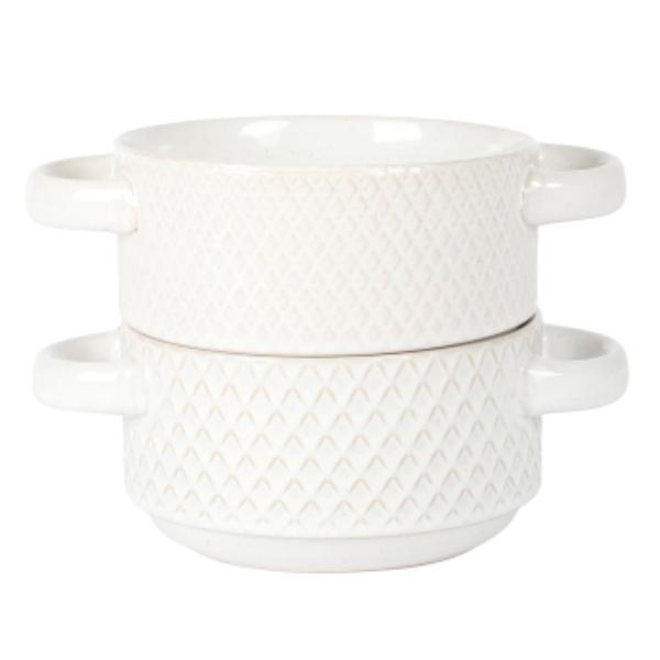 Picture of Gibson Elite 148720.02 Earlhart 6 in. Ribbed Sto are Soup Bowl Set with Handles in White - 2 Piece