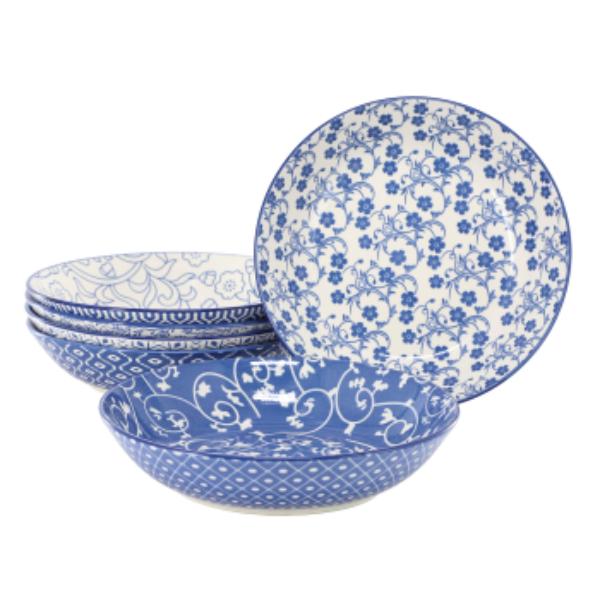 Picture of Elama ELM-AURORA6 Aurora Assorted Porcelain Bowl Set in Blue - 6 Piece