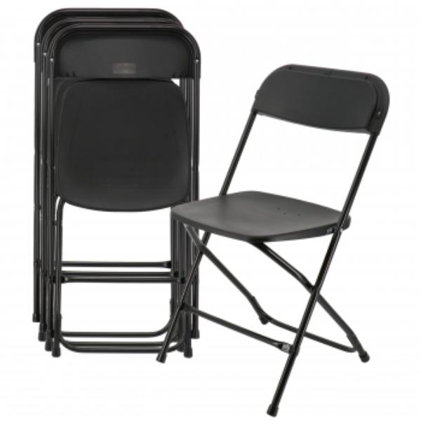 ELM-L003B Plastic Folding Chair in Black - 4 Piece