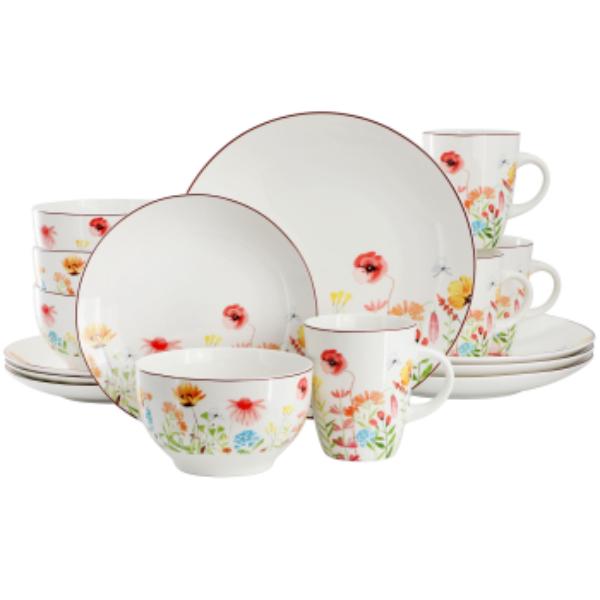 Picture of Elama ELM-WILDFLOWER-MEADOW Wildflower Meadow Sto are Dinnerware Set in White & Multi - 16 Piece