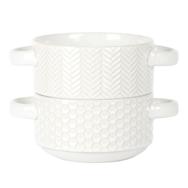 Picture of Gibson Elite 148721.02 Earlhart 6 in. Ribbed Sto are Soup Bowl Set with Handles in White - 2 Piece