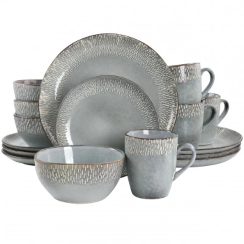 Picture of Meritage 121812.16 Reactive Glaze Sto are Dinnerware Set, Grey - 16 Piece