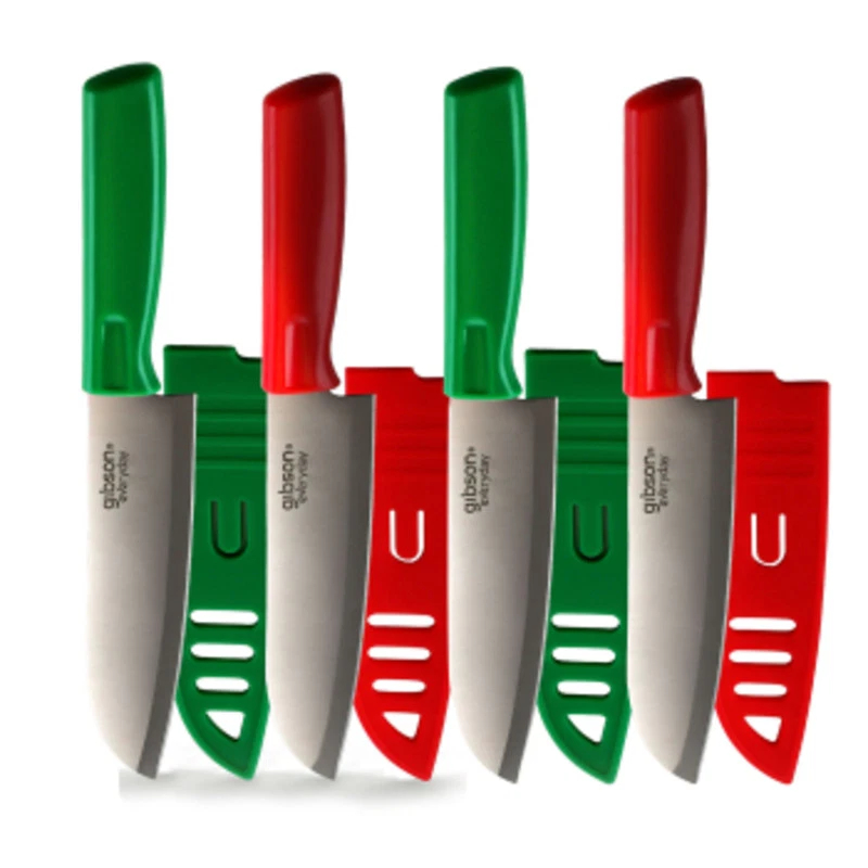 Picture of Gibson Everyday 92565.01RG 6 in. Grantville Santoku Knife with Sheath, Red & Green - 4 Piece