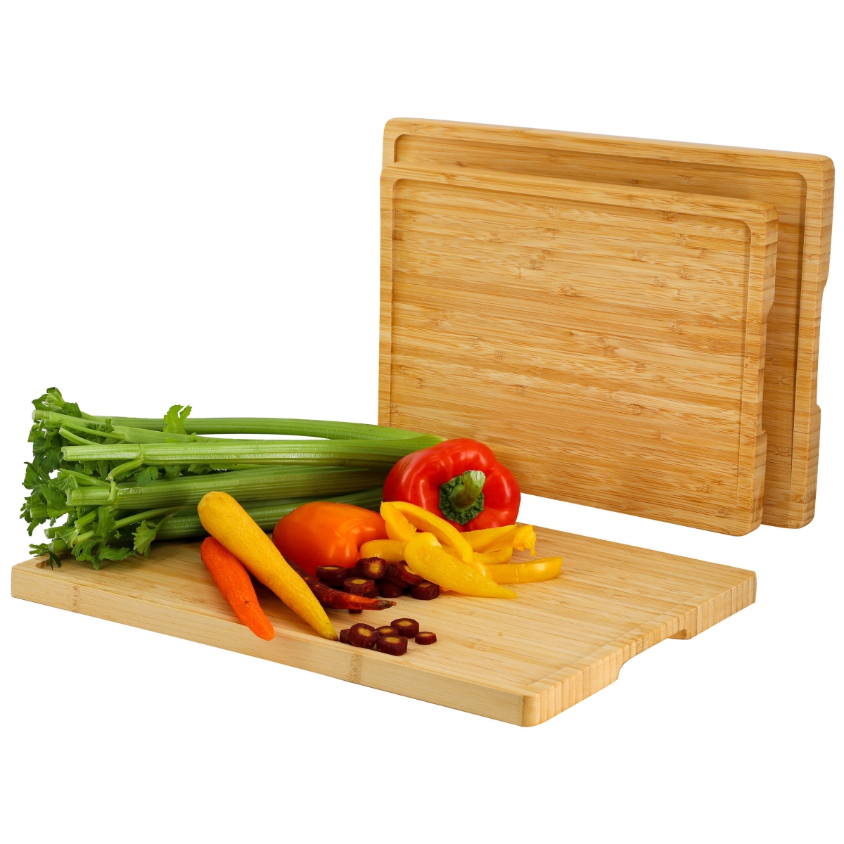Picture of Megachef MC-B14 3 Piece Natural Bamboo Cutting Board Set