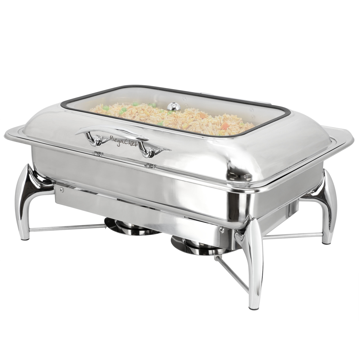 Picture of Megachef MG-430801 9.5 qt. Stainless Steel Rectangle Professional Chafing Dish Food Warmer Buffet Server Serving Trays
