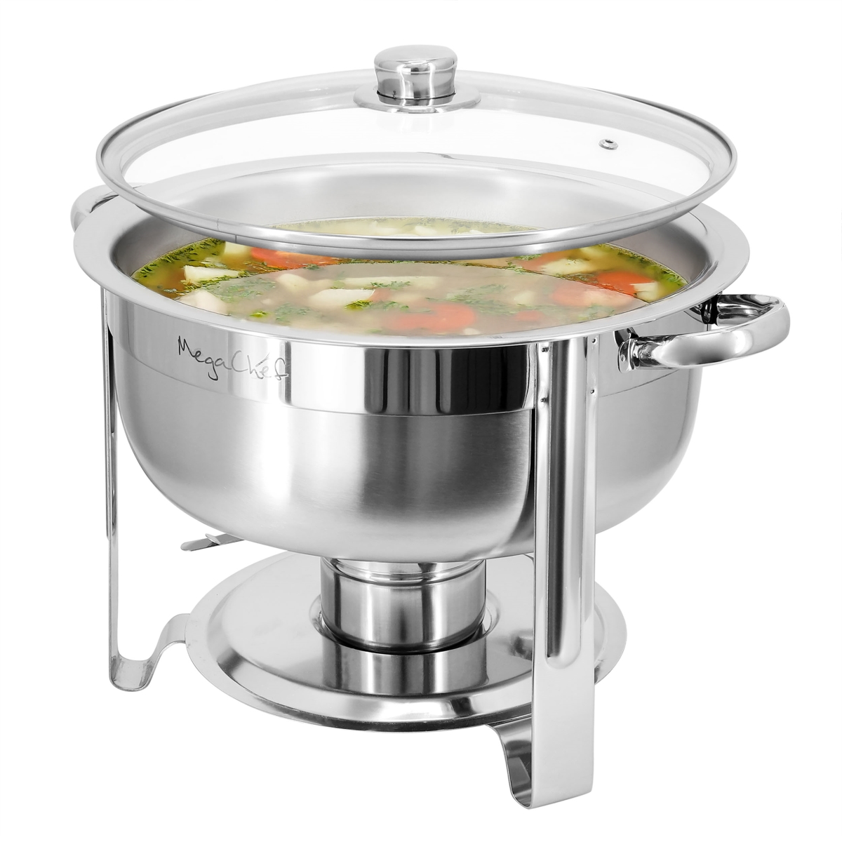 Picture of Megachef MG-431204 7.9 qt. Round Stainless Steel Professional Chafing Dish Food Warmer Buffet Server Serving Trays